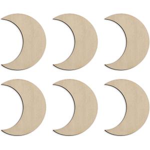 60 Pcs Moon Wood Cutouts Crafts Wooden Moon Shaped Slices Embellishments Unfinished Wood Ornaments for DIY Projects Home Decoration (1.58x2 in)