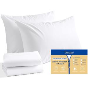 Cotton Pillow Cases Standard Size Set of 6, White Pillow Protectors with Hidden Zipper, Cooling Breathable Zippered Pillow Covers & Soft Pillowcase Covers, 20x26 Inches