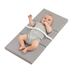 YACODAVO Foldable Baby Changing Pad with Vegan Leather Cover, Standard Side Waterproof & Wipeable Changing Pad for Toddler, Flat Foam Travel Diaper Changing Pad for Dresser and Table, Grey