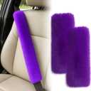 2 Pack Plush Car Seat Belt Cover, Soft Fluffy Shoulder Pads, Straps & Bags Universal Fit, 9.8''/15.7''/19.6'' Options Comfortable Car Interior Accessories (Purple, 15.7 inch)