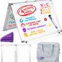 Small Dry Erase White Board  Magnetic Desktop Whiteboard - 16x12 inch 4 Sides Portable Whiteboard for Kids - Tabletop Mini Easel with Cover Bag for Office Desk, Students, Teachers (Silver)