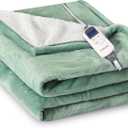 Heat Blanket 72x84 Full Size,Soft Flannel & Sherpa Reversible Electric Blanket with 10 Heat Settings,12 Timer Setting and 8 Hours Auto-Shut Off,ETL Certified Machine Washable,Green