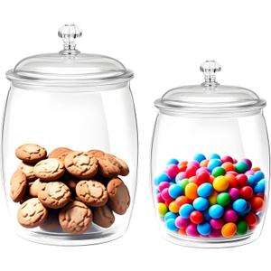 TRAVELER 2pcs Plastic Cookie Jars with Airtight Lids -130oz Clear Large Decorative Canisters for Cookies, Candy, Dog Treats, and Pet Food Storage