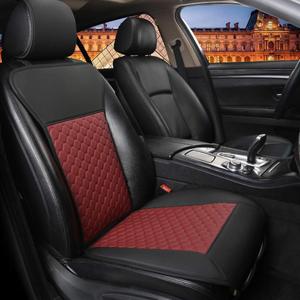 Black Panther Car Seat Cover, Luxury Car Protector, Universal Anti-Slip Driver Seat Cover with Partial Backrest Coverage (Middle Part Only), Honeycomb Pattern Embroidery (1Piece, Black+Burgundy)