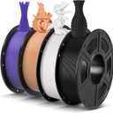 ANYCUBIC PLA Filament 1.75mm Bundle, 3D Printing PLA Filament 1.75mm Dimensional Accuracy +/- 0.02mm, 1KG Spool (2.2 lbs), 4KG Black + White + Peach Pink + Interstellar Violet