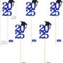 2 x Class of 2025 Graduation Decoration Centerpieces for Table, 2025 Party Centerpieces Grad Cap Sticks Party Supplies, Graduation Party Decoration Toppeers (10 PCS, Blue & Black)