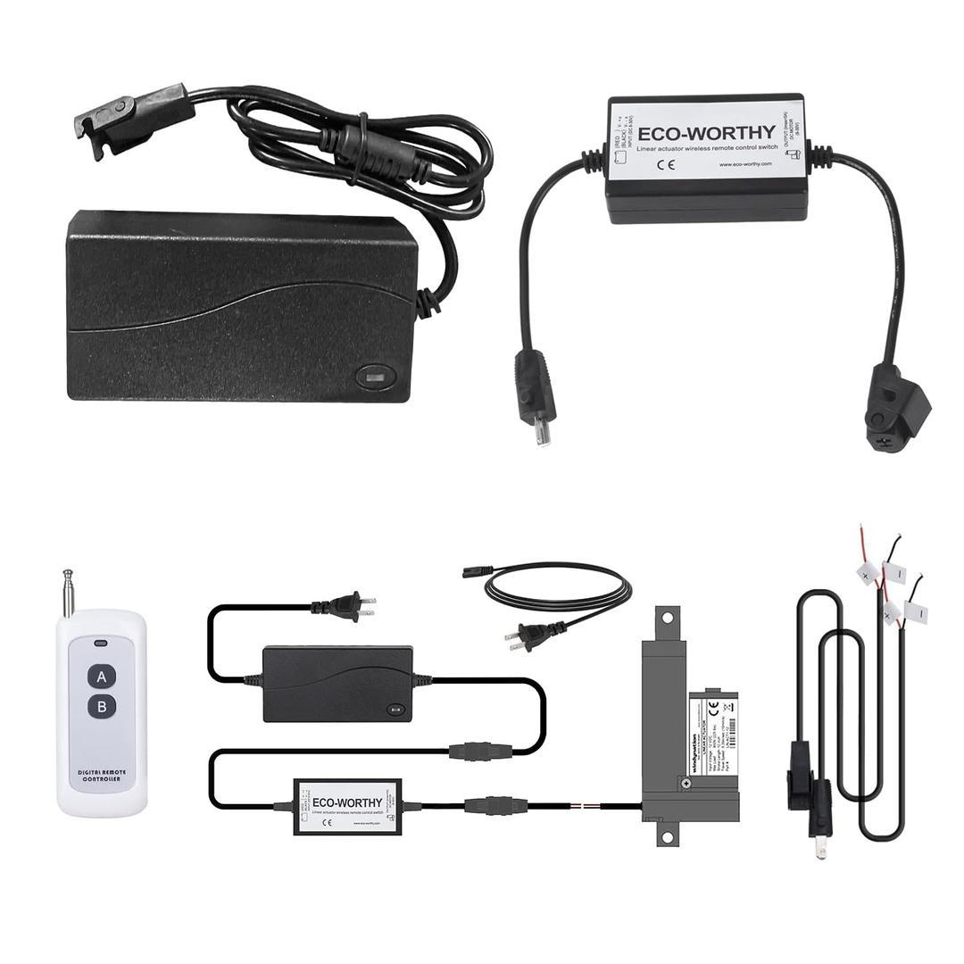 DC HOUSE Forward and Reverse Linear Actuator Controller with 12V AC/DC Adapter, Maximum Remote Control Distance 70M, Wireless Remote Motor Control Switch Kit for Various Motor/Linear Actuators