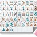 Soulchen 1.2 Inch Engraved American Mahjong Tile Set, 168 Mahjong Tiles with Bag, Portable Canvas Tote Bag & 4 Dice Beginners & Enthusiasts Adult Game Collection Gift(Pink)