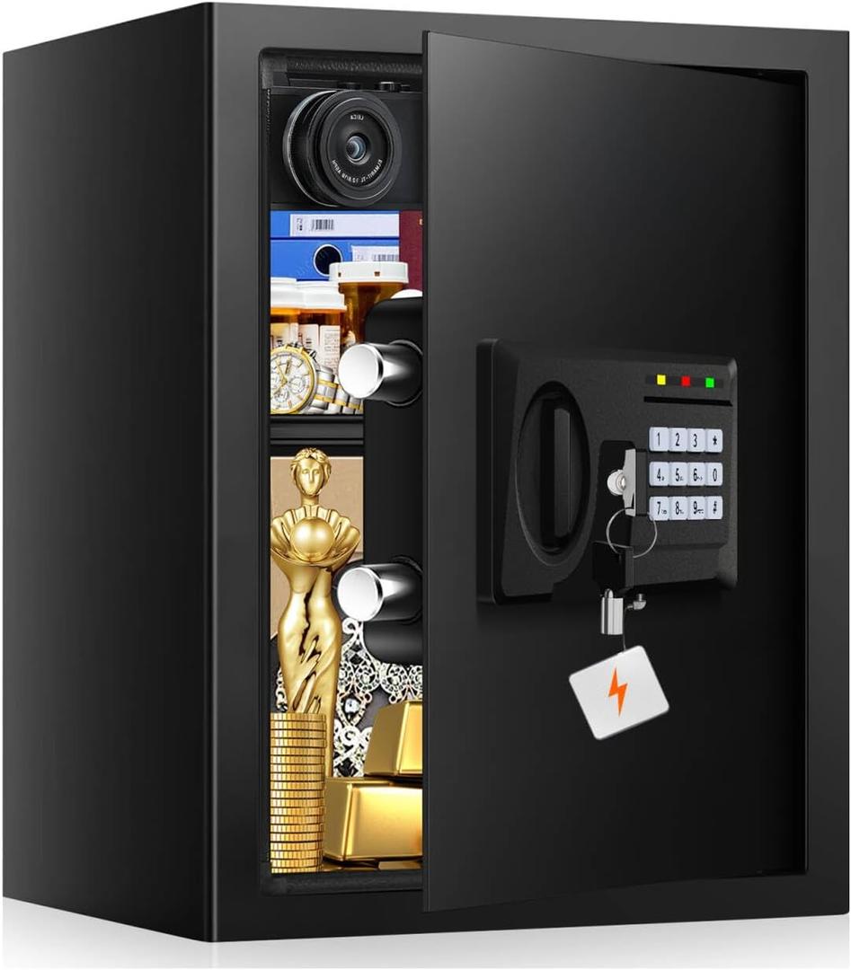 2.8 Cuft Large Fire Proof Safe for Home Documents, Digital Security Box with Key and Combination, Anti-Theft Fire Safety Box for Home Office, Document Safe for Money Firearm Medicine Valuables