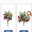 BLOSMON Red White and Blue Flowers: 4 Bundles Fake Flowers 4th of July Patriotic Decorations for Table Centerpieces - USA 250 Anniversary Artificial Bouquet Home Memorial Day Decor (Vase Not Included)