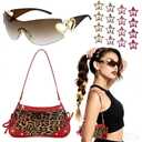 JATEBI Y2K Accessories Set 18-Piece Include Y2k Leopard Shoulder Bag Retro Sunglasses & 16 Hair clip for Woman, Grunge Aesthetic Festival Gift