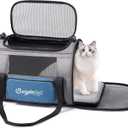 BurgeonNest Cat Carrier, Airline Approved Dog Carrier, Soft Sided Cat Pet Carrier for Small Medium Cats Dogs Under 20 lbs with Side Bag, Collapsible Travel Kitten Puppy Carriers, Blue