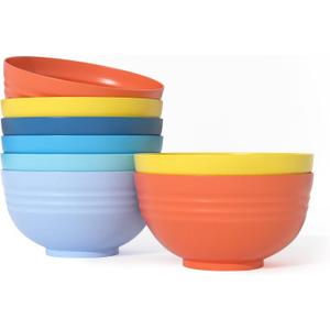 Homestockplus 34 Oz Large Soup Bowls, 8 Pieces Deep Cereal Bowls, Unbreakable Color Kitchen Bowl for Oatmeal, Ramen, Dessert, Snack, Light Weight BPA-Free Microwave Dishwasher Safe Bowls Set