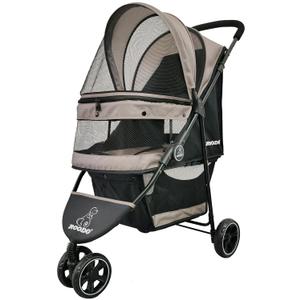 ROODO Escort 3 Wheel Dog Cat Pet Stroller for Small/Medium Dogs Cats Best Lightweight Foldable Portable Compact Jogger All Terrain Travel Pet Gear System Puppy Doggie Bunny Kitty Stroller(Grey) (33x37 Inch (Pack of 1))