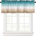 Teal Khaki Ombre Valances Window Treatment Farmhouse Decor, Modern Abstract Art Turquoise Gradient Rod Pocket Valance Curtains for Living Room, Bedroom, Kitchen, 54" W x 18" L - 1 Panel