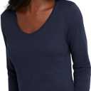 Hanes Womens Originals Long Sleeve Cotton V-Neck T-Shirt, Lightweight V-Neck Tee, Modern Fit (X-Small)