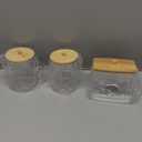 Tbestmax Qtips Holder Bathroom Container, 10/7 OZ Cotton Ball/Swabs Dispenser, Apothecary Jar Organizer for Storage Wood Lids