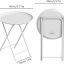 Garden 4 you Folding TV Tray Table, Metal Round Side Table, White Dinner Table with Metal Frame, Modern Outdoor Tray Table for Living Room, Bedroom, Patio & Small Spaces, 2 Packs