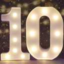 Pooqla Decorative Led Light Up Number Letters, White Plastic Marquee Number Lights Sign for 10th Birthday Party Wedding Decor Battery Operated Number (10)