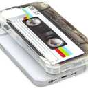 FAteamll Case for iPhone 14 Matte Finish Heavy Duty Soft Back Cover with Reinforced Corners TPU Soft Bumper Retro Cassette Tape Case Compatible with iPhone 14