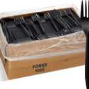 1,000 Plastic Disposable Forks Bulk Black Medium Weight Disposable Silverware Plastic Cutlery Fork
