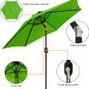 Blissun 7.5 ft Patio Umbrella, Yard Umbrella, Outdoor Market Umbrella with Push Button Tilt Crank, Lime