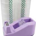 Desktop Tape Dispenser,1 Pack Purple Tape Dispensers with 12Rolls Transparent Tape, for Packaging in Office,Restaurant, Flower Shop,Cake Shop (Purple)