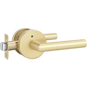 goldenwarm Gold Door Handles Interior, Privacy Brushed Brass Interior Door Handles, Heavy Duty Zinc Alloy Brushed Gold Door Lever for Bedroom and Bathroom (1 Pack)