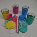 Elk and Friends Kids + Toddler Glass Cups | The Original 8oz Glass Mason Jar with Sleeves + Lids | Silicone Straws + Stopper | Smoothie Cup | Food Storage | Spill Resistant | Dishwasher Safe | 4 Pack (Pink/Teal/Blue/Yellow)