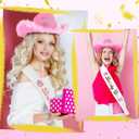 Chicingyou Birthday Girl Cowgirl Hat and Sash for Women Disco Birthday Gift Party Decorations Cowgirl Hot Pink Cowboy Hat for Western Cow Theme Rodeo Retro Horse Party Favors
