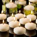 Crenovo Floating Candles Dripless, 5-6 Hour Clean Burn, 2 Inch Unscented Candles for Wedding, Party, Centerpieces, 48 Pack Water Candles Ivory Romantic Decoration