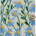 Pocket Notebook, Small Sketchbook, A6 Journal, 4x6 Notebook, Daisy Gifts for Women, Floral Notebook, Embroidery Journal, Blank Notebook, Hardcover, Diary for Girls, Blue Daisy