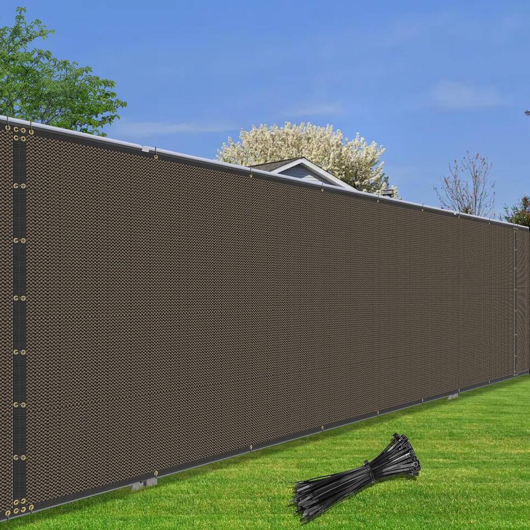 COARBOR 8' x 25' Privacy Fence Screen Heavy Duty Windscreen Fencing Mesh Shade Net Cover for Outdoor Wall Backyard Patio Deck and Porch, Brown