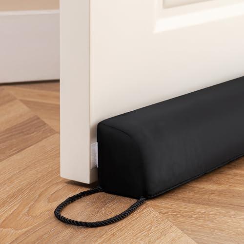 Sunolga Water Resistant Door Draft Stopper Blocks Hot and Cold Air with Removable Washable Cover for Bottom of Door, All-Season Seal for Wind, Door Sweep for Gaps Up to 3", Home Essentials, 48", Black