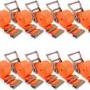 2" x 15 FT E-Track Ratchet Straps (10-Pack) - High Visibility Safety Tie Downs with E-Track Fittings, 4500 lbs Break Strength for Night Work & Enhanced Cargo Security in Trailers & Trucks-Orange