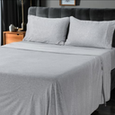 Utopia Bedding Queen Sheet Set - Jersey Knit Sheets 4 Piece – Cotton – Soft T-Shirt Stretchy Sheets (Heather Light Grey), 39 in x 74 in