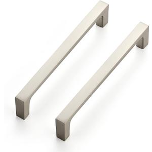 Ravinte 15 Pack Solid 5 Inch Square Cabinet Handles - Brushed Nickel Pulls for Drawers and Kitchen Cabinets - Hardware Handles (5" Hole Center)