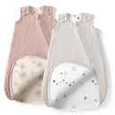 lulumoon Sleep Sack Muslin for Baby: Cotton Wearable Blanket for 3-9 Months - Soft Lightweight Ideal for Nursery Lounge Nighttime Naptime (Small, Sanddaisy&greystar)