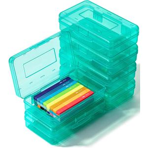 Mr. Pen- Clear Pencil Boxes, 6 Pack, Light Aqua Color, Snap-Tight Lid, Plastic Pencil Box Organizer, 7.9"x4.5"x2.4"
