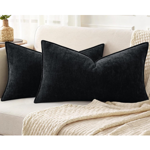 PHF Truly Velvet Pillowcases King Size, No Insert, 2 Pack Ultra Soft Breathable Pillow Shams Covers with Envelope Closure, 20" X 36" Luxury Cozy Warm Fuzzy Flannel Pillow Cases, Black