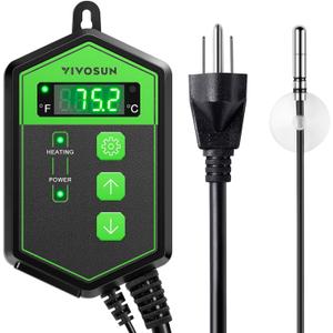 VIVOSUN Digital Heat Mat Thermostat Controller, 40108 F 1000W for Reptiles, Seedlings, Germination, Incubation and Fermentation