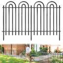 10 Panels Decorative Garden Fence, 36in(H)×21.6ft(L) Tall No Dig Fence Animal Barrier, Metal Tube Garden Edging Border, Reusable Ground Defense Temporary Fencing for Outdoor Yard, Black