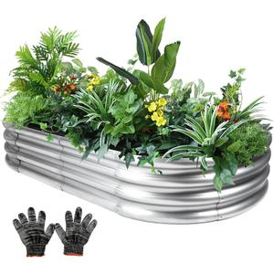 841 ft Large Galvanized Raised Garden Bed Outdoor, Easy Assembly Metal Planter Box for Gardening, Vegetables, Herbs, Flower