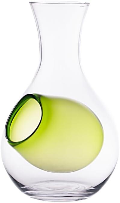 Urban Tokyo Japanese Cold Sake Wine Glass Decanter 12 fl oz Sake Bottle with Ice Cavity Pocket For Home or Restaurant Use (Green Pocket Cavity)