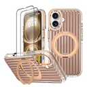 Clear Case for iPhone 13 Pro Case with Magnetic 360 Rotatable Ring Stand [ Compatible with MagSafe ], Heavy Duty Military Grade Cover with Ring Kickstand for Women Men, Transparent