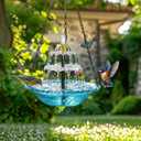 Hanging Solar Bird Bath Fountain, 2026 New Solar Powered Cascading Outdoor Water Fountain, Large Humming Birds Baths Fountains for Outdoors Garden Patio Backyard Lawn Decor