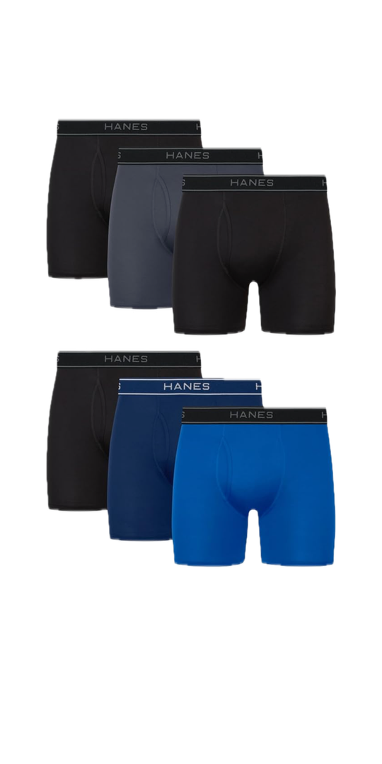 Hanes Men's Underwear Boxer Pack, Performance Stretch Underwear, Moisture-wicking Boxer for Men, 6-pack. Size S
