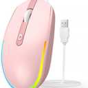 seenda Wired Mouse - USB Computer Mice Wired with RGB Backlit Optical LED Mouse with Attached USB Cord for Laptops Notebooks Chromebook - Pink