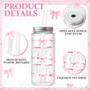 Skylety 30 Pcs Coquette Bow Aesthetic Cup Plastic Tumbler with Lids and Straws 13.5 oz Reusable Cute Plastic Cups for Women Sea Summer Birthday Bridal Wedding Party Supplies