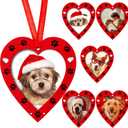 Blulu 6 Pcs Christmas Dog Heart Picture Frame Ornaments Christmas Pet Memorial Picture Frame Ornaments Xmas Tree Decorations Dogs Lovers Xmas Gifts for Holiday Party Decorations Dog Cat Lovers
